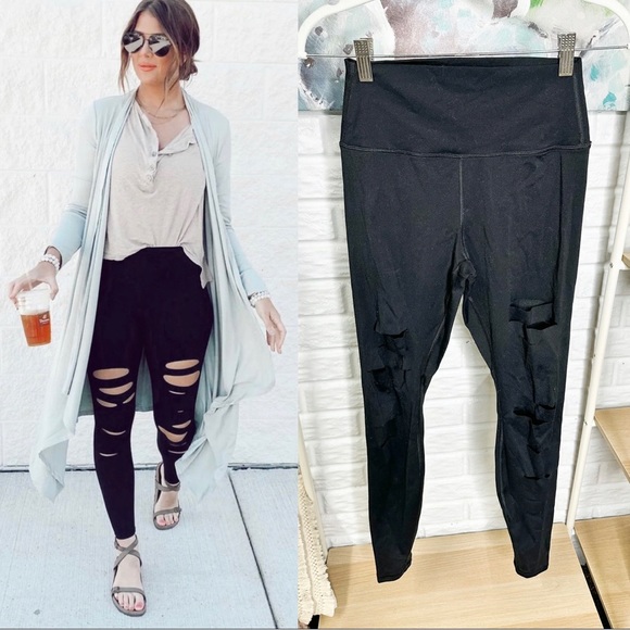 Pink Lily Counting The Hours Black Cut Out Leggings - Picture 1 of 3